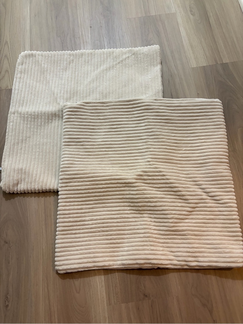 Soft Ribbed Throw Pillow Covers - Cream (Set of 2)